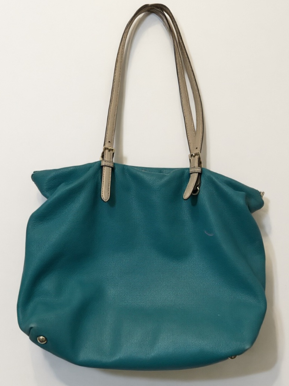 Vintage Michael Kors Bright Teal 100% Leather Tote Bag